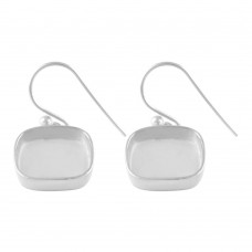 Cushion shape silver blank bezel cup casting earring for stone setting